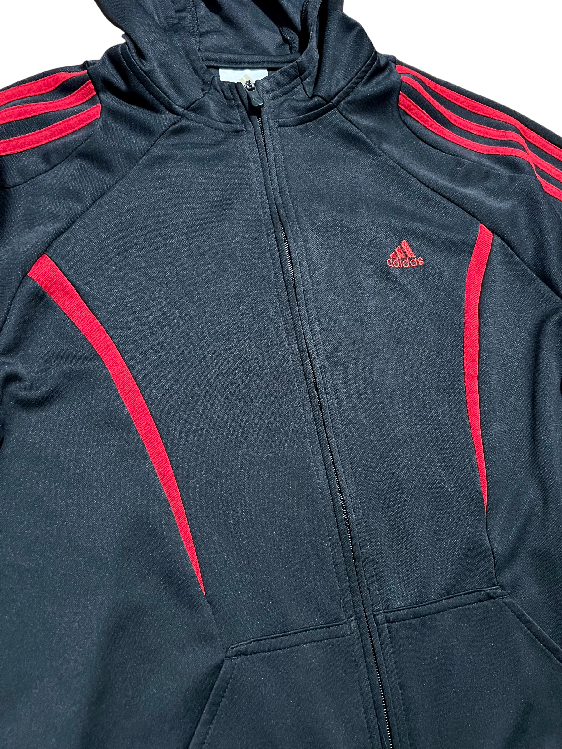 Adidas Retro Athletic Red & Black Full Zip Hooded Track Jacket