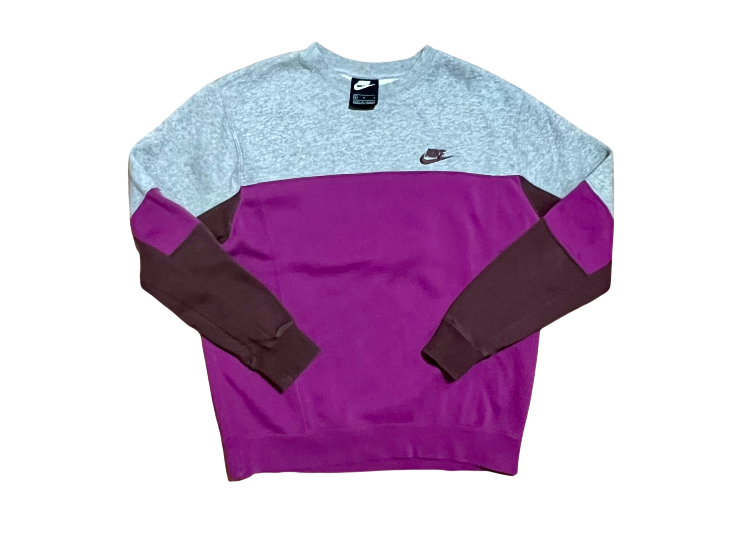 Nike Retro Colorblock Purple Gray Burgundy Crewneck Sweatshirt