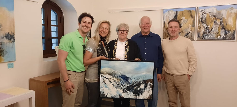 A lovely family from Milan with one of the paintings they bought