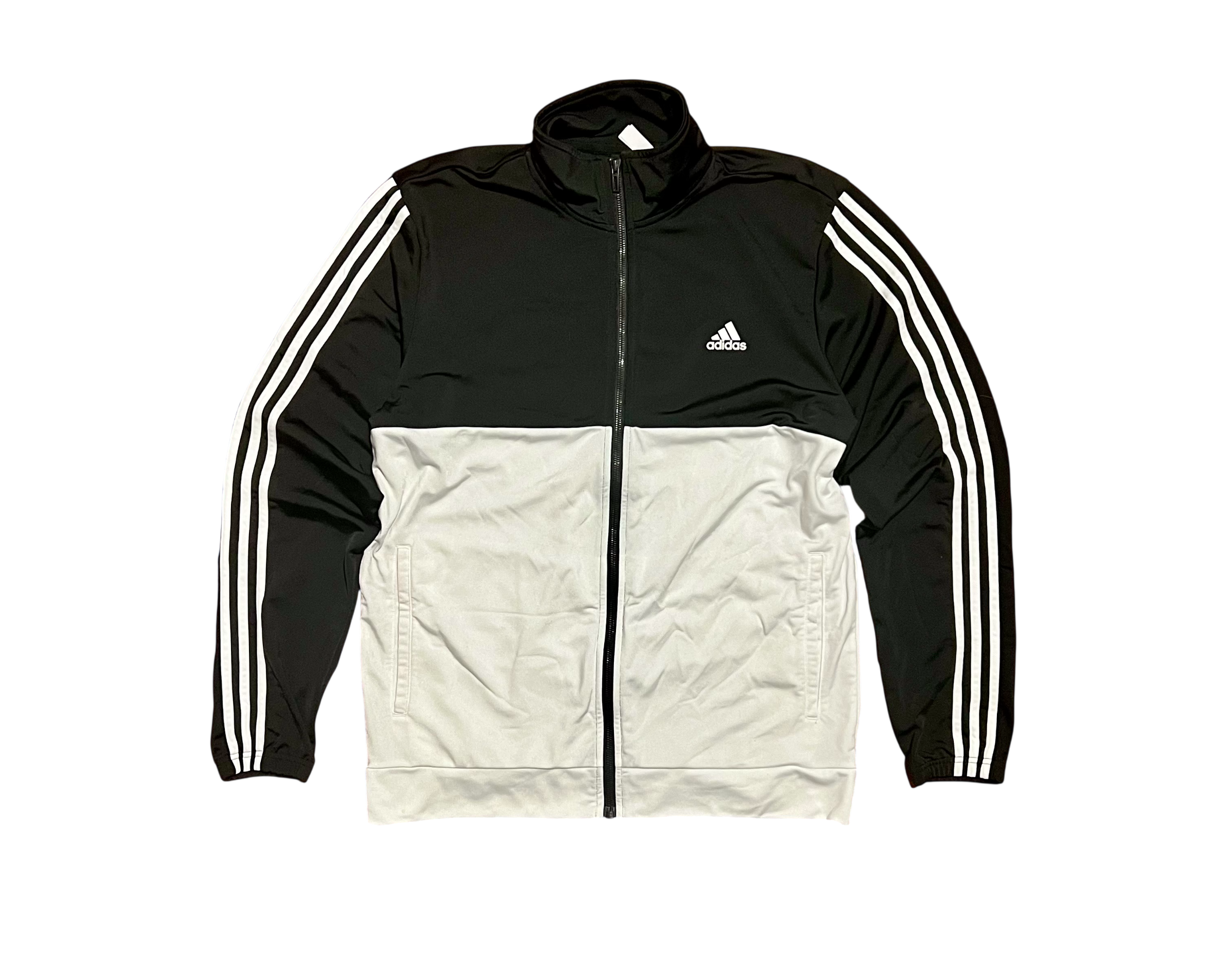 Adidas Black & White Three Stripe Full Zip Track Jacket
