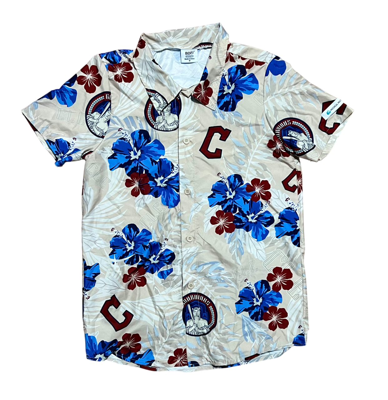 Cleveland Guardians Floral Short Sleeve Button Up Shirt