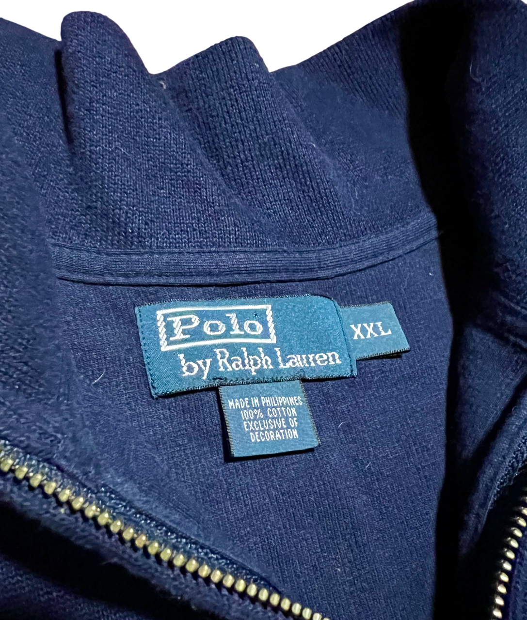 Polo by Ralph Lauren Blue Quarter Zip Cotton Long Sleeve Sweater