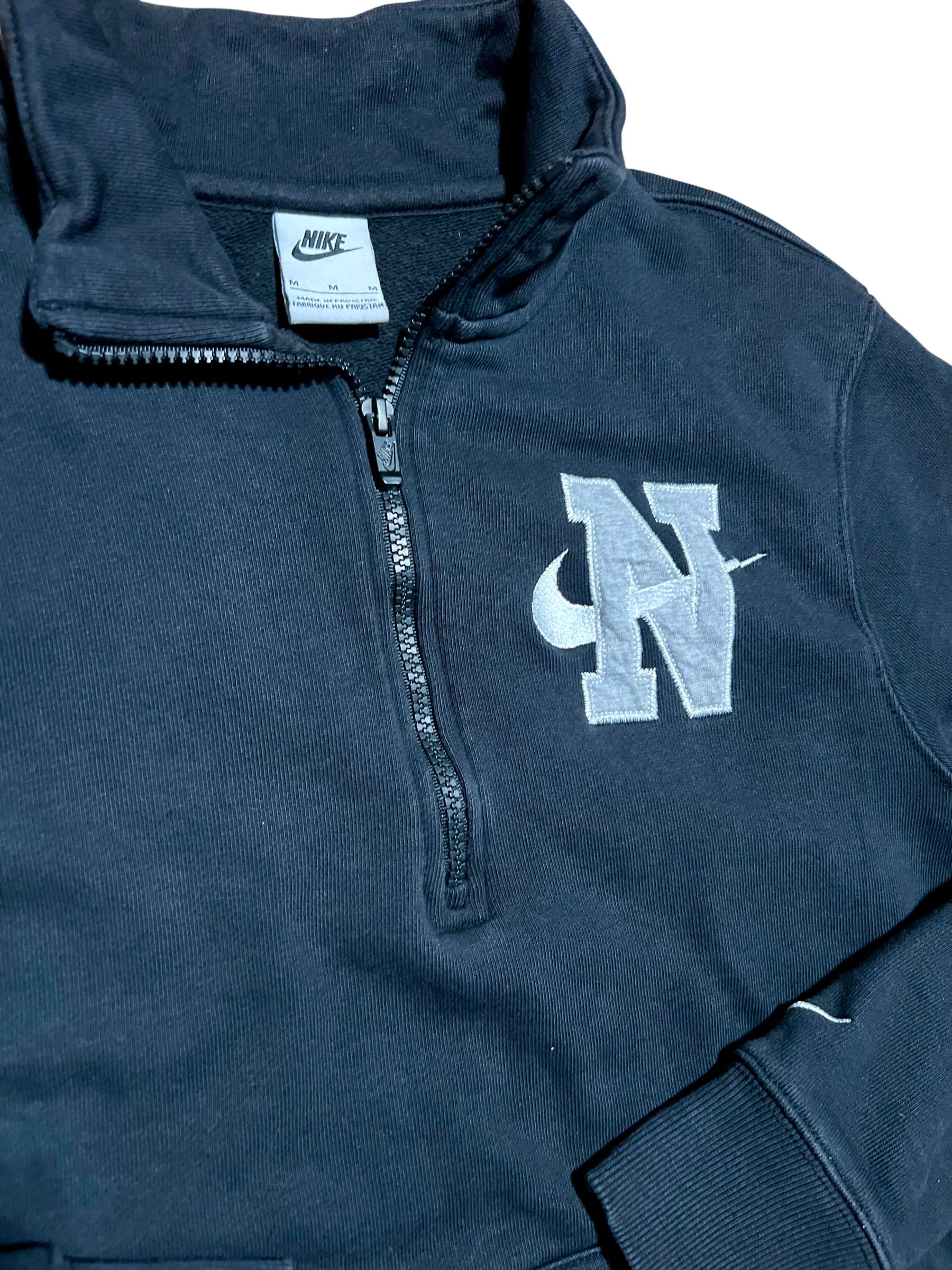 Nike Vintage Quarter Zip Black Embroidered Swoosh Sweatshirt