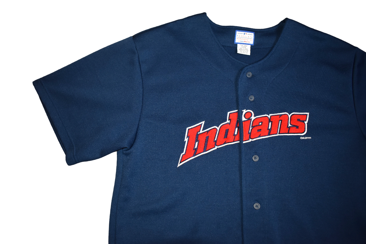 Cleveland Indians 1999 MLB Logo Athletics Navy Embroidered Jersey