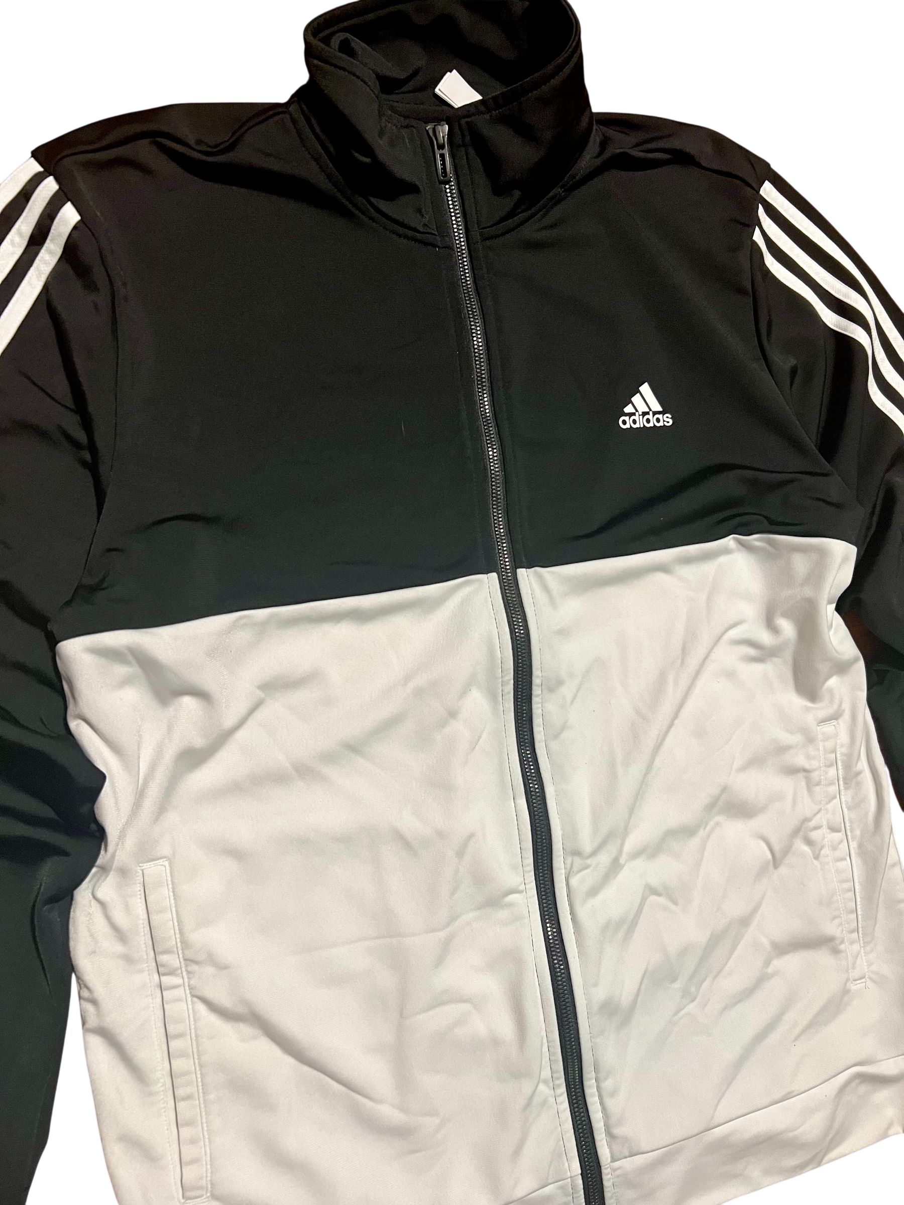 Adidas Black & White Three Stripe Full Zip Track Jacket