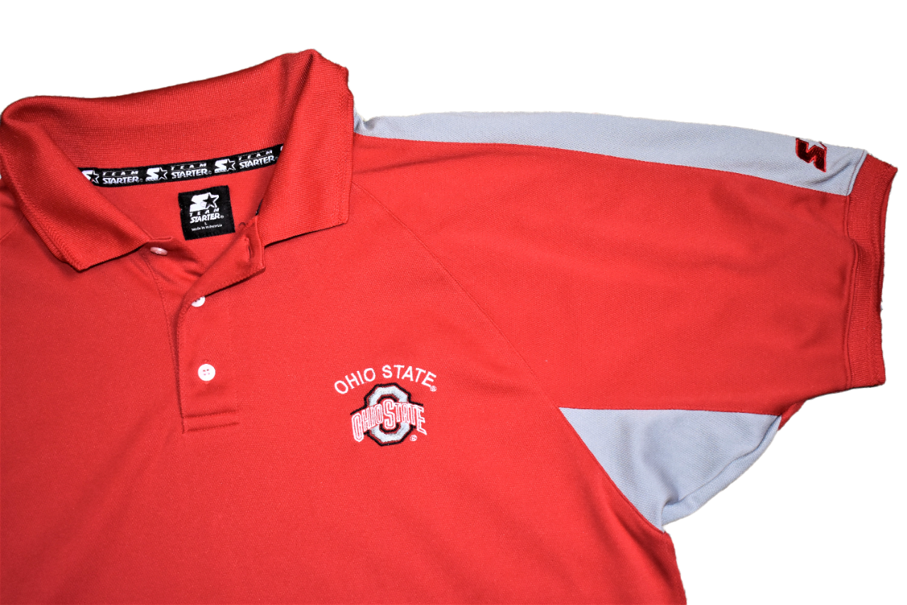 Ohio State Buckeyes Embroidered Starter Red Golf Polo Shirt