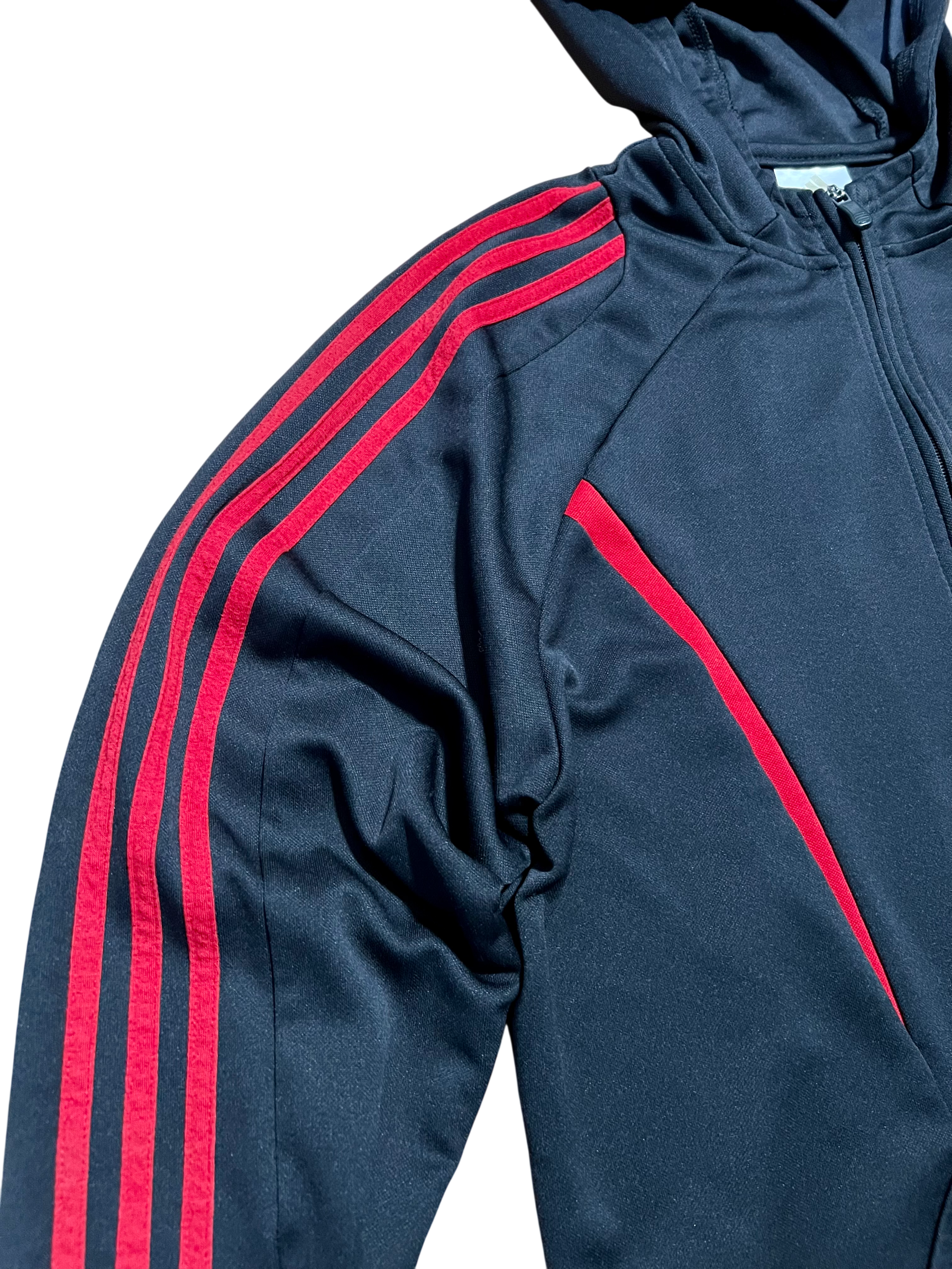 Adidas Retro Athletic Red & Black Full Zip Hooded Track Jacket