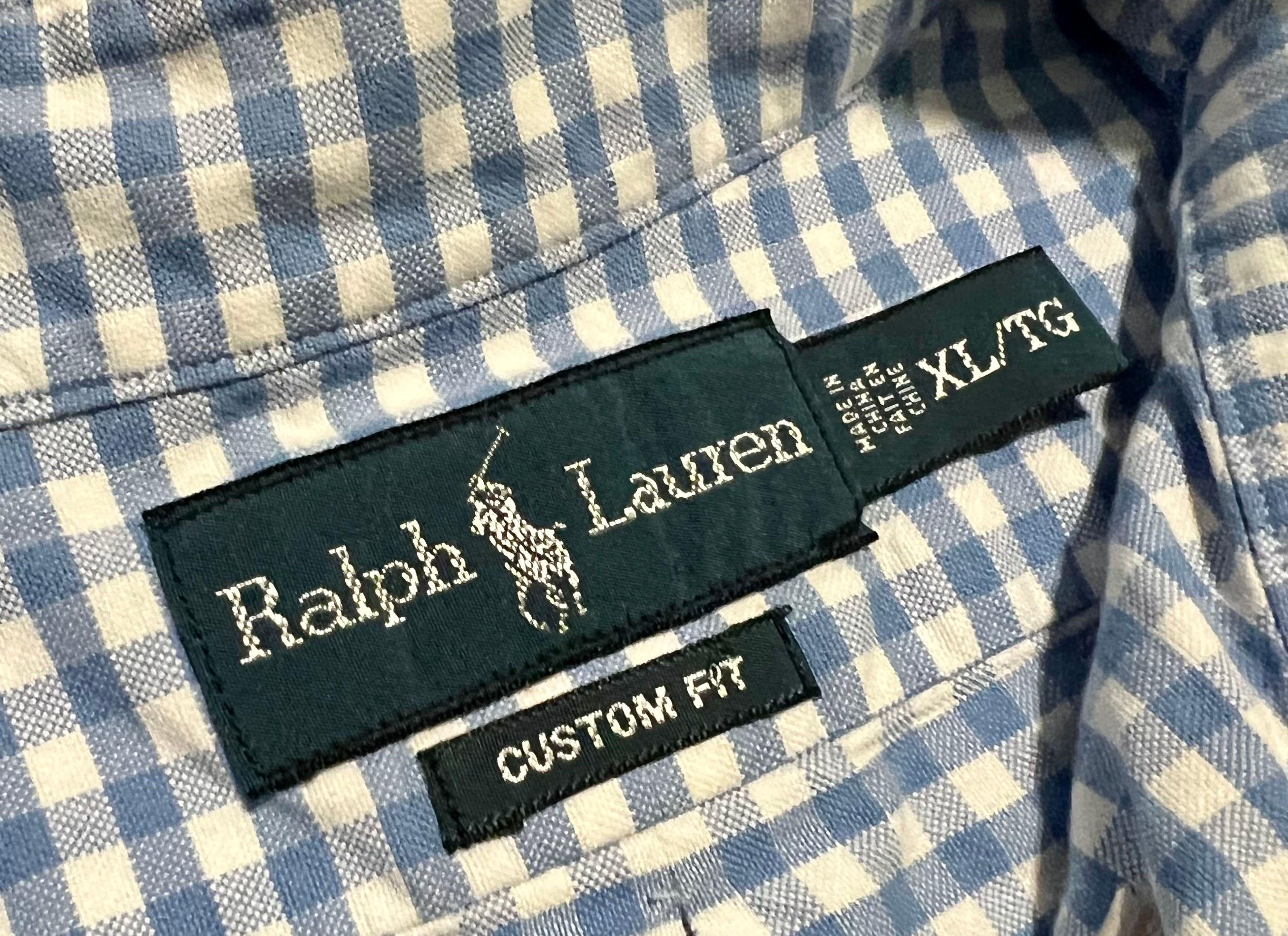 Ralph Lauren Blue Plaid Long Sleeve Vintage Button Up Shirt