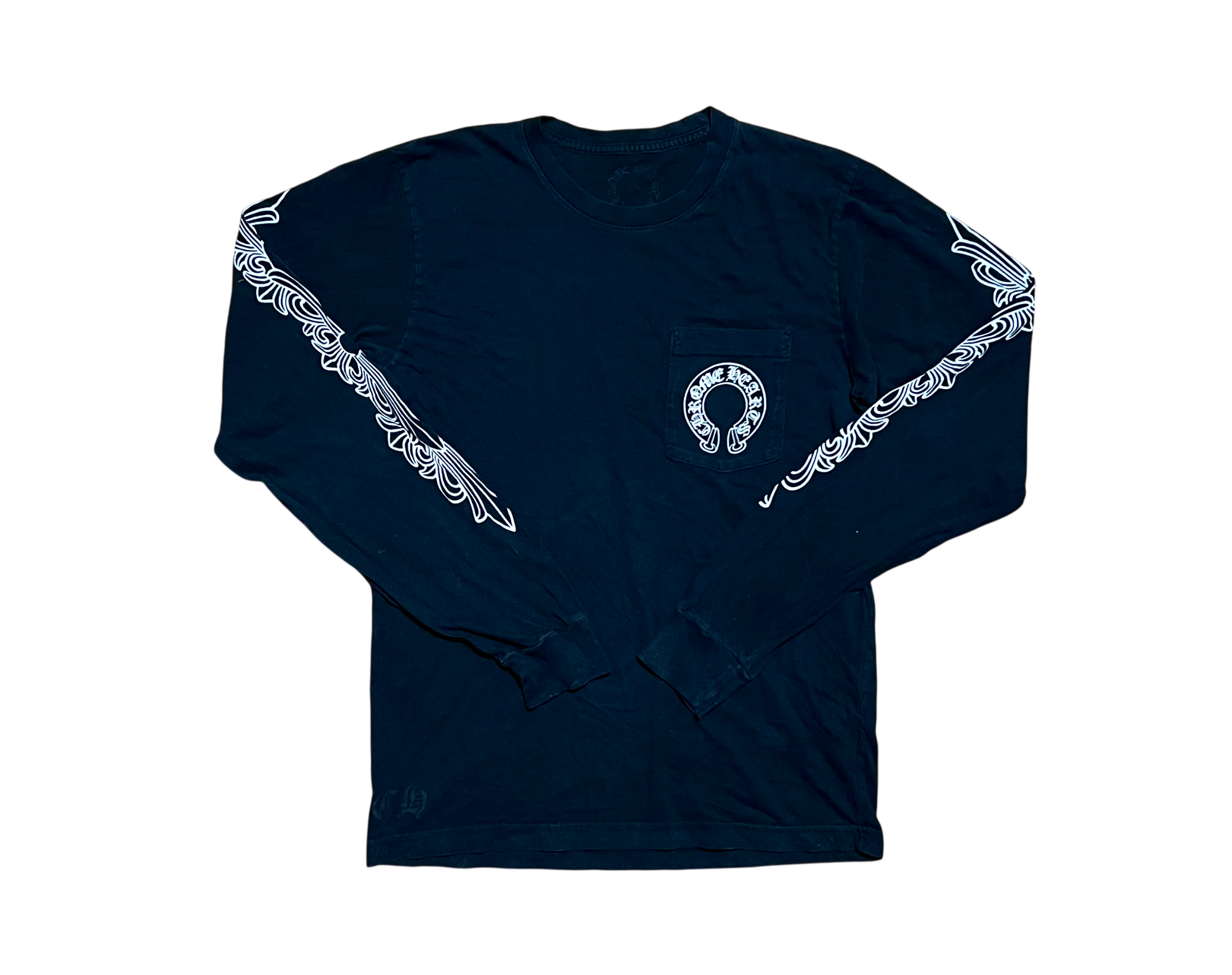 Chrome Hearts Floral Horseshoe Black Pocket Long Sleeve Shirt