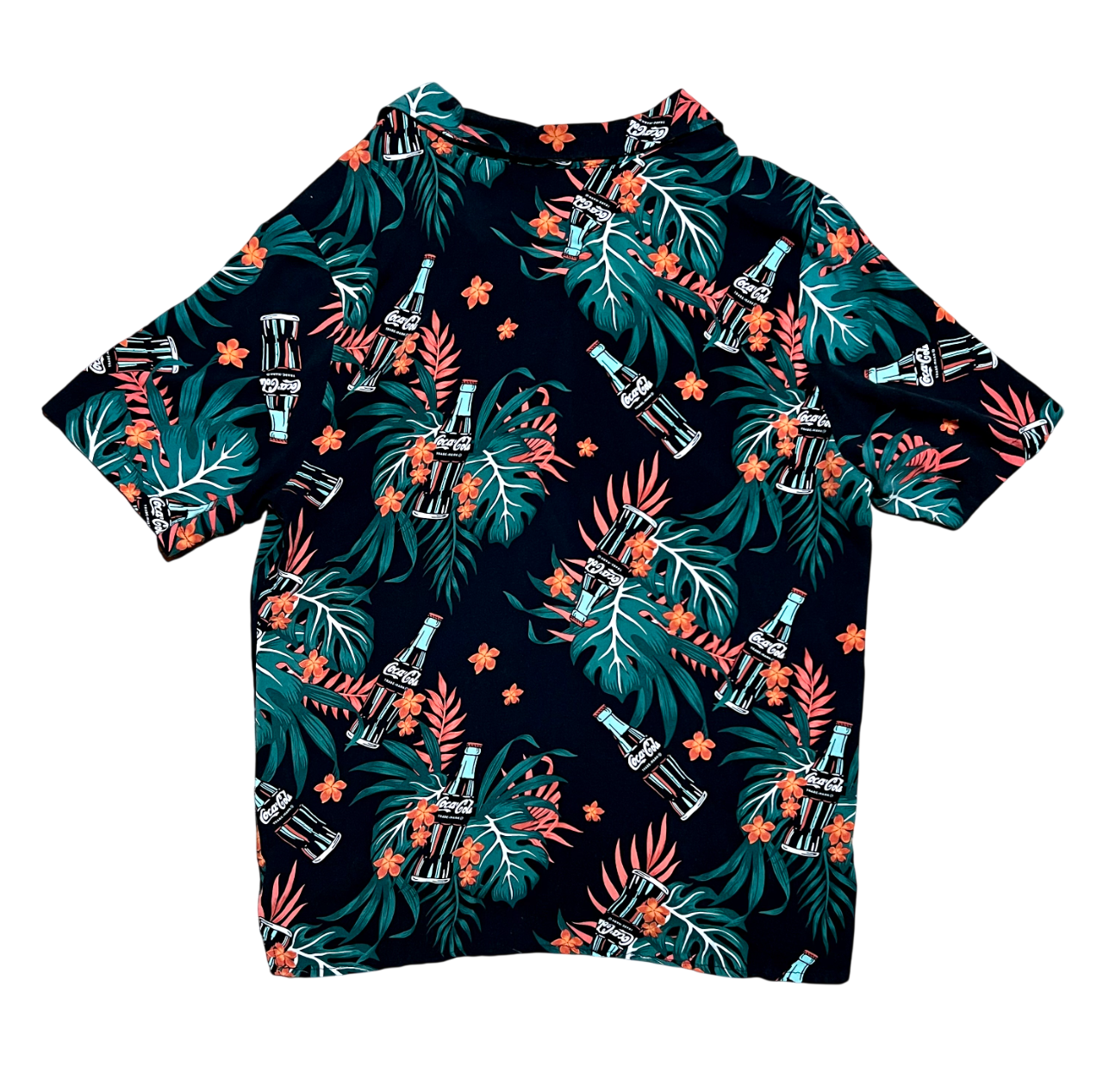 Coca Cola Vintage Black Hawaiian Short Sleeve Button Up Shirt