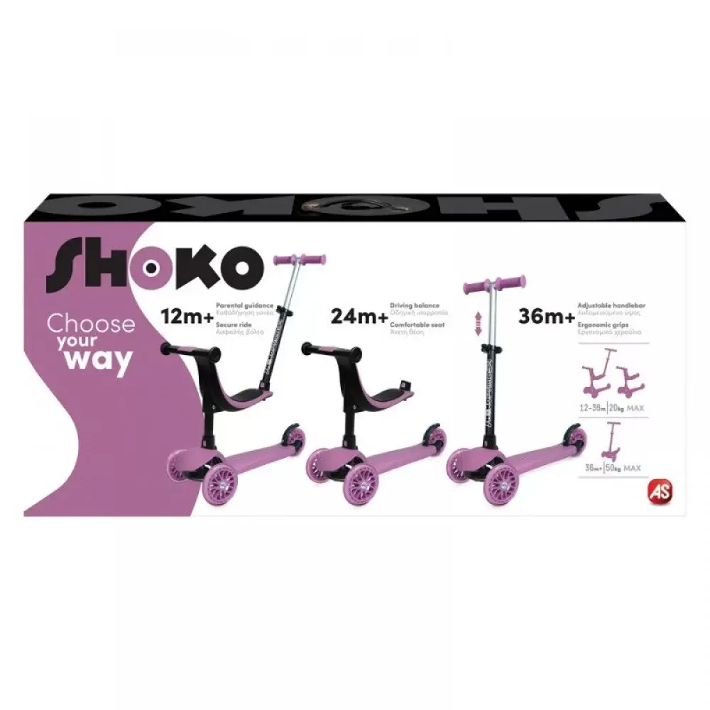 Trotinete 3 Rodas Shoko 3em1 Rosa