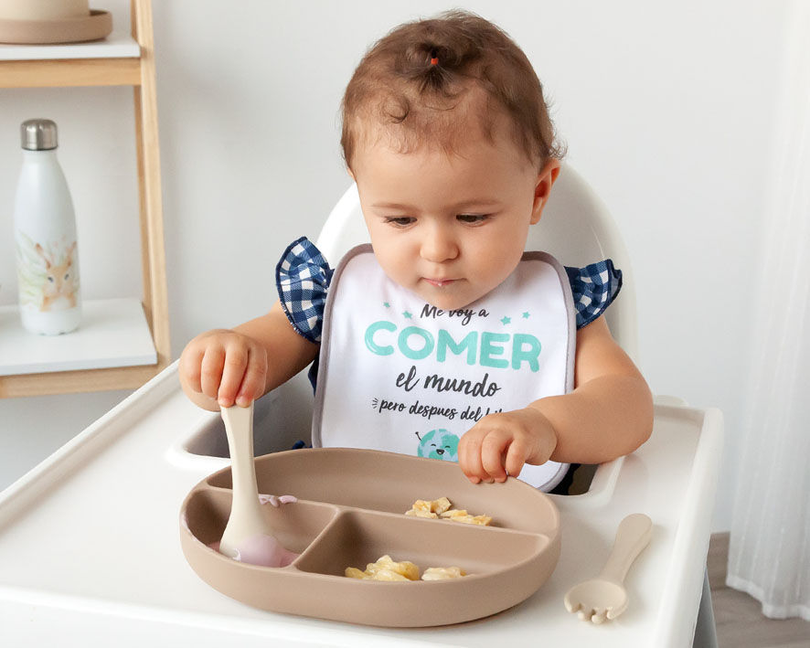 Miniatura: Kiokids - Conjunto Refeição 3pçs Silicone Bege