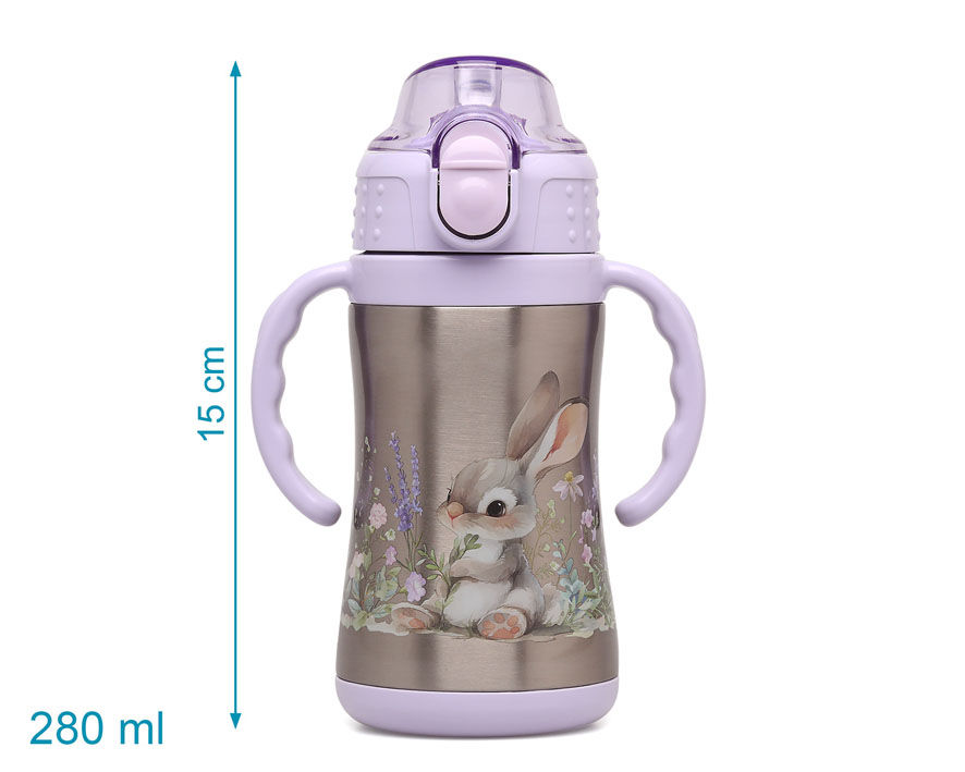 Miniatura: Kiokids - Garrafa Termo de Aprendizagem 280ml Lavanda Coelho