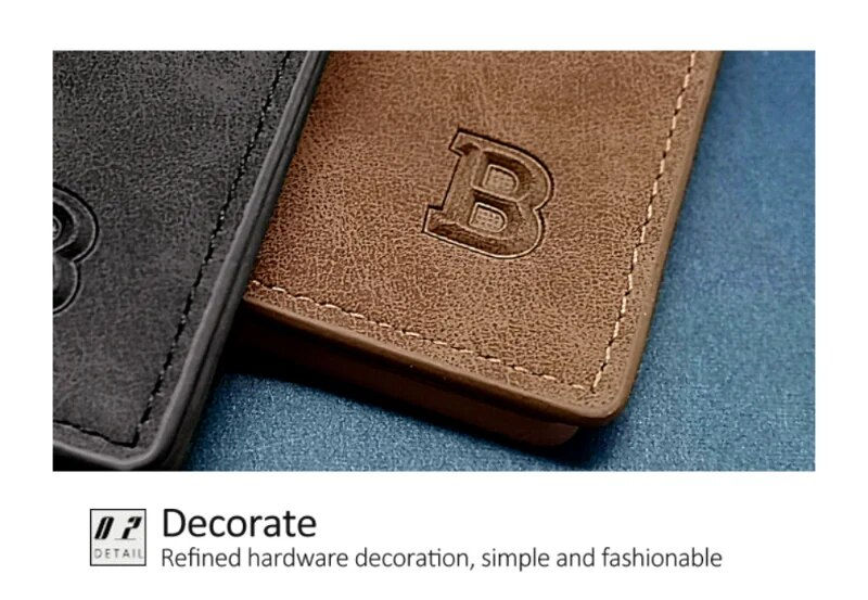 Thumbnail: Men Short Wallet with Zipper Coin Pocket Fashion Soft Leathe
