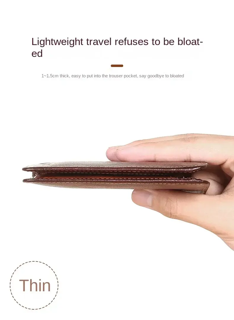 Thumbnail: Genuine Leather Men's Wallets RFID Blocking Trifold Business Short Purse Wallet 