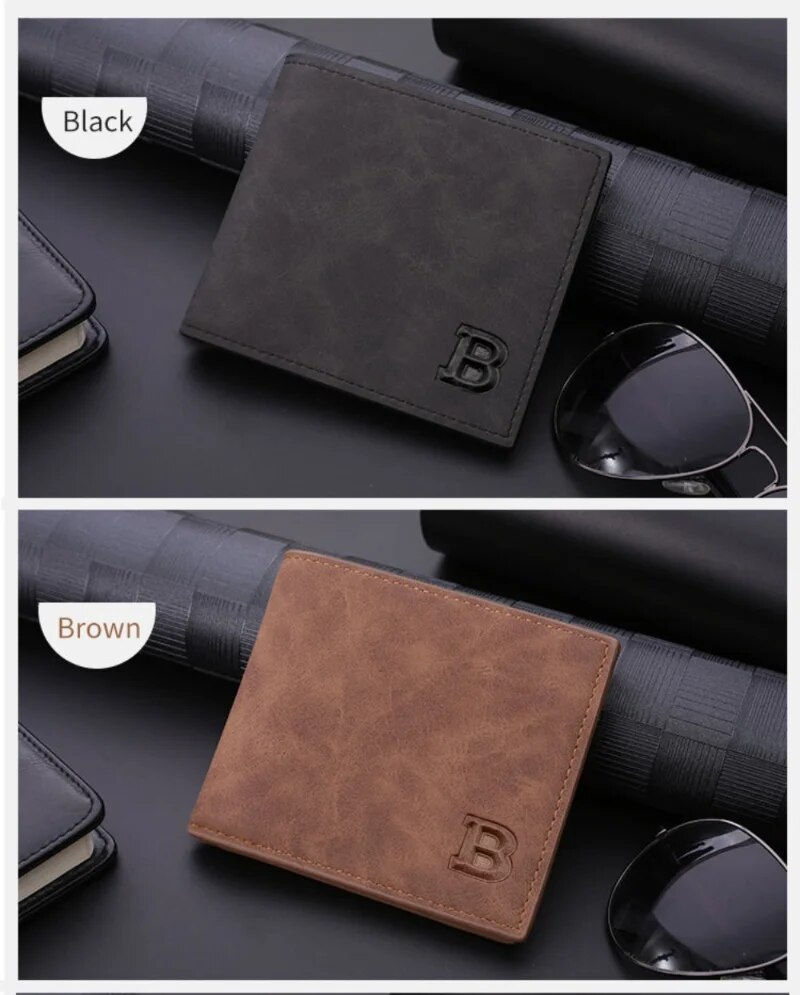 Thumbnail: Men Short Wallet with Zipper Coin Pocket Fashion Soft Leathe