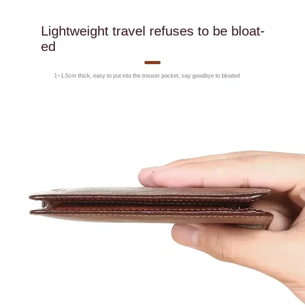 Thumbnail: Genuine Leather Men's Wallets RFID Blocking Trifold Business Short Purse Wallet 