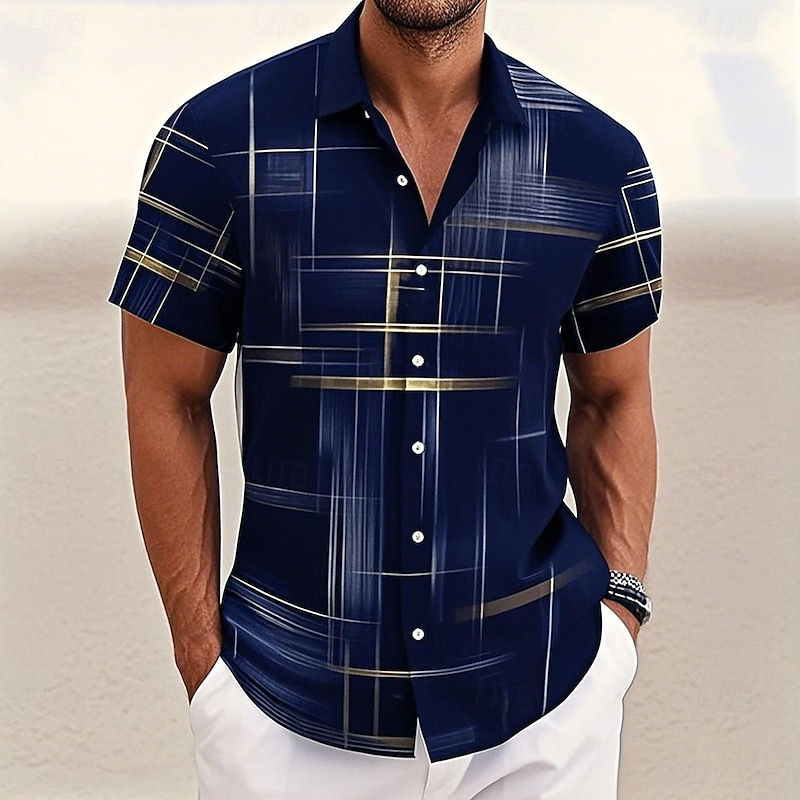 Thumbnail: Geometric Grid Shirt Button Shirt