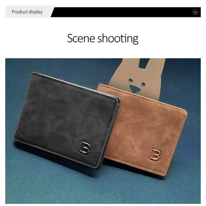 Thumbnail: Men Short Wallet with Zipper Coin Pocket Fashion Soft Leathe