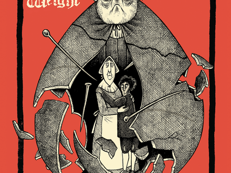 Giles Corey depicted on the cover of More Weight: A Salem Story