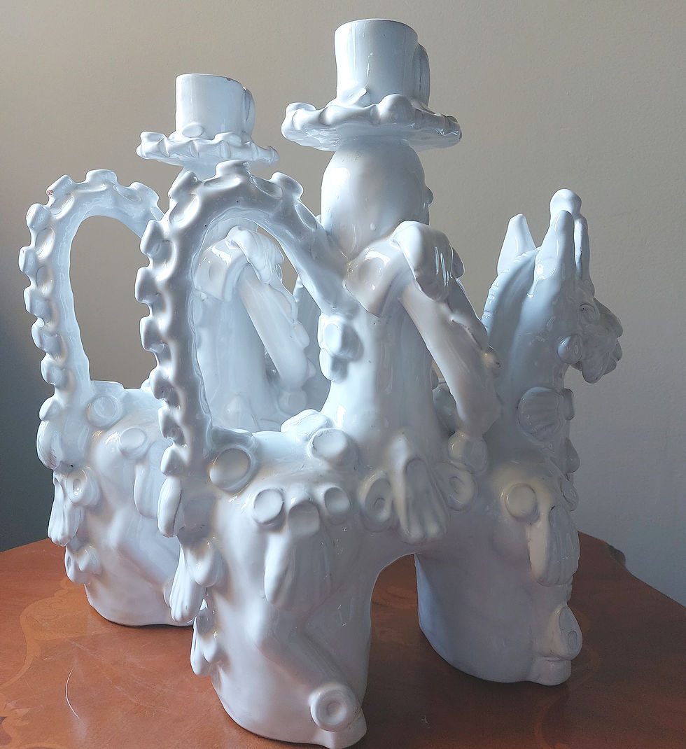 Thumbnail: 1970s Puglia, Italian Male and Female Cavalieri Candle holders