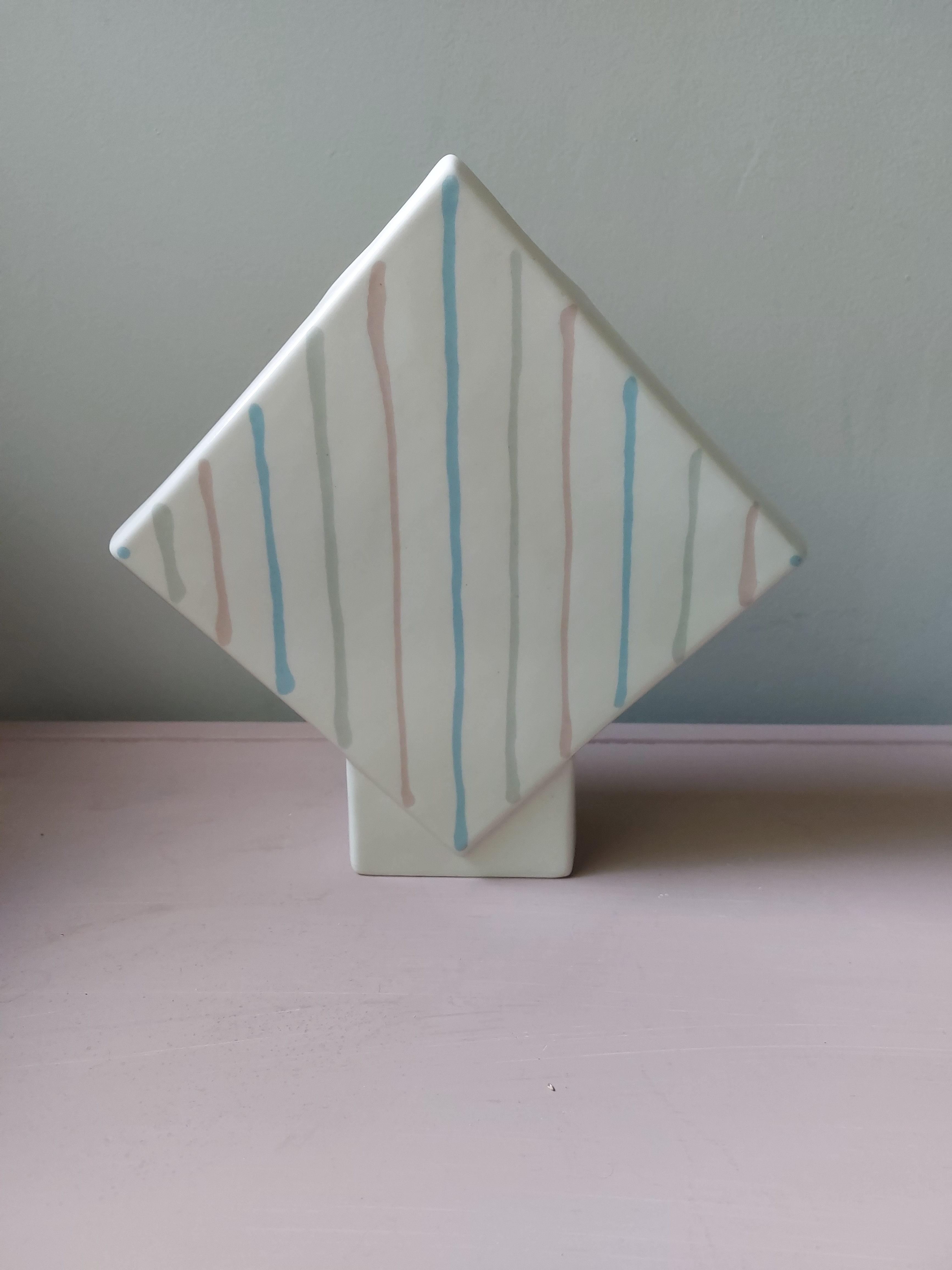 1980s Promenade Pottery Art Deco Geometric Pottery Vase