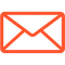 Orange outline of an envelope icon on a black background