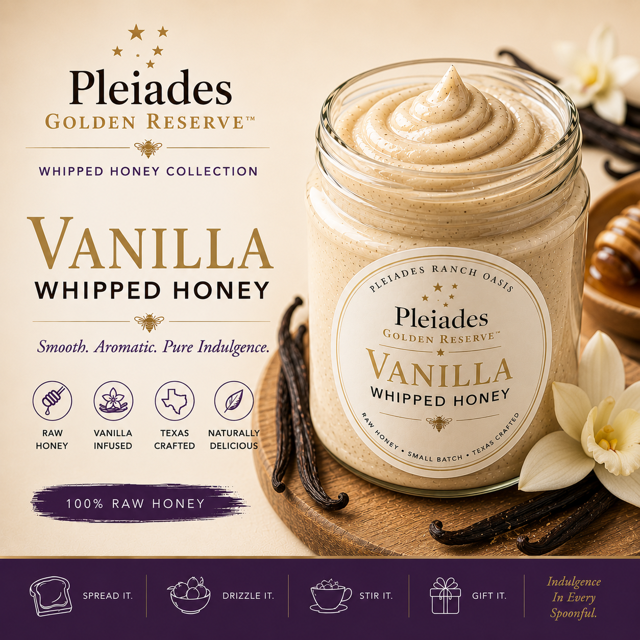 Pleiades Golden Reserve™ Vanilla Whipped Honey