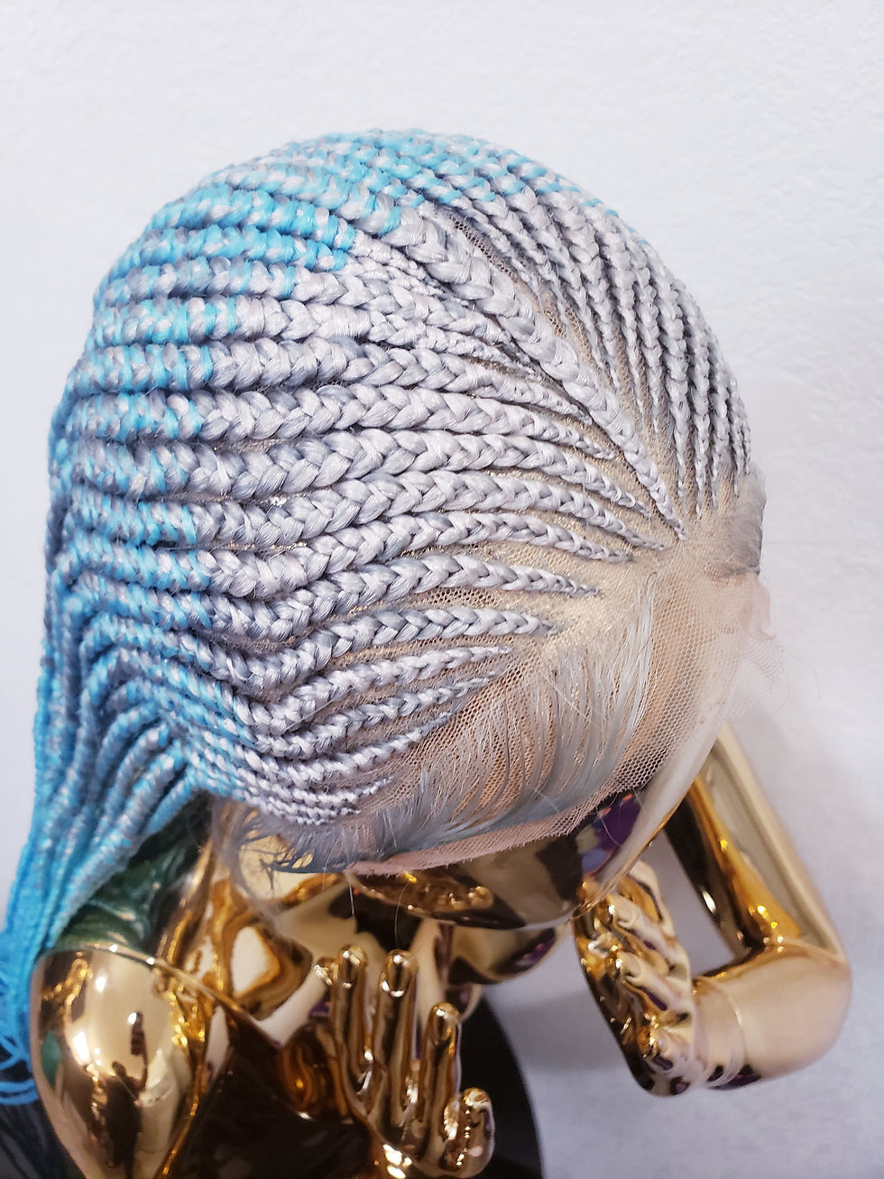 Thumbnail: 36" Electric Tribal GreyRoots Bright Blue Ombre