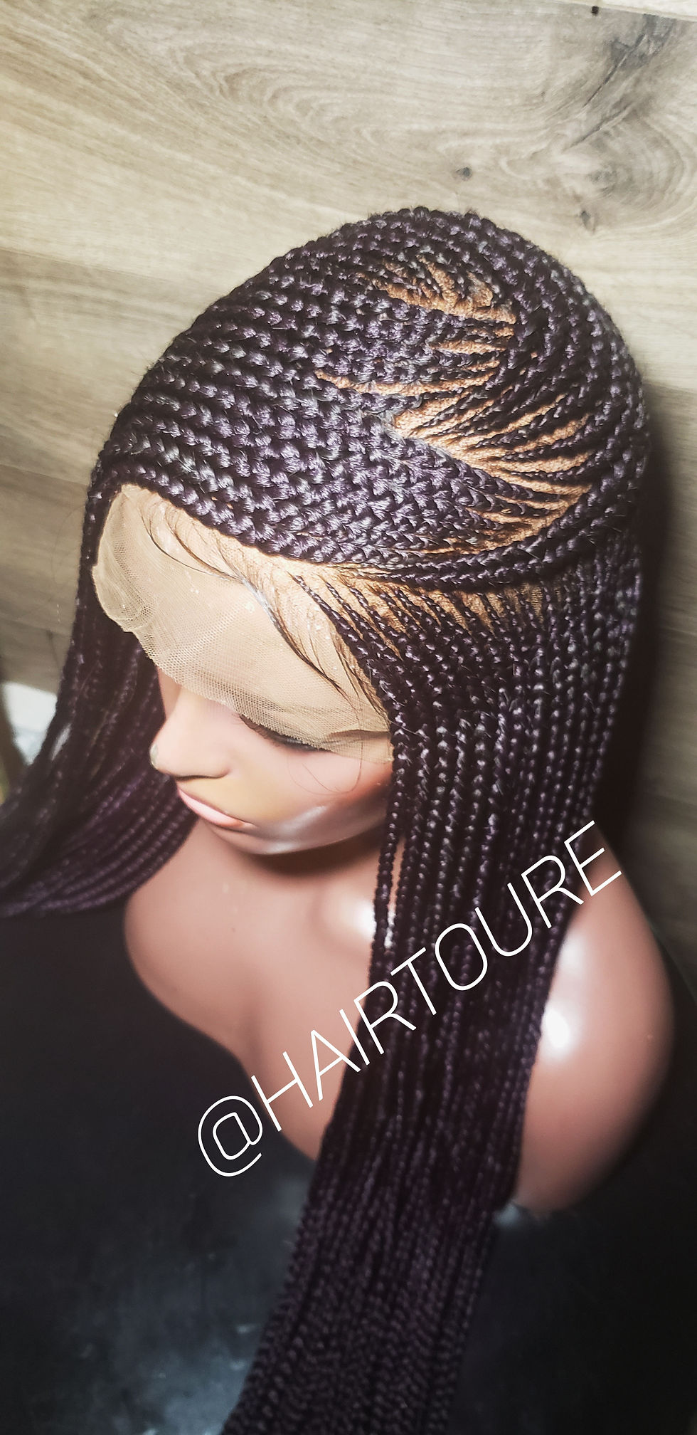 Thumbnail: Deep Purple Zigzag Side Part Braided Full Lace Wig 