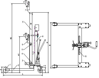 Technical drawing of the DL300Y manual drum lifter UKCA marked Brand RECORD Supplied by Handling Equipment Sales