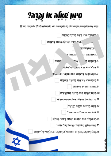 תמונה ממוזערת: יחידת הוראה בנושא ישראל