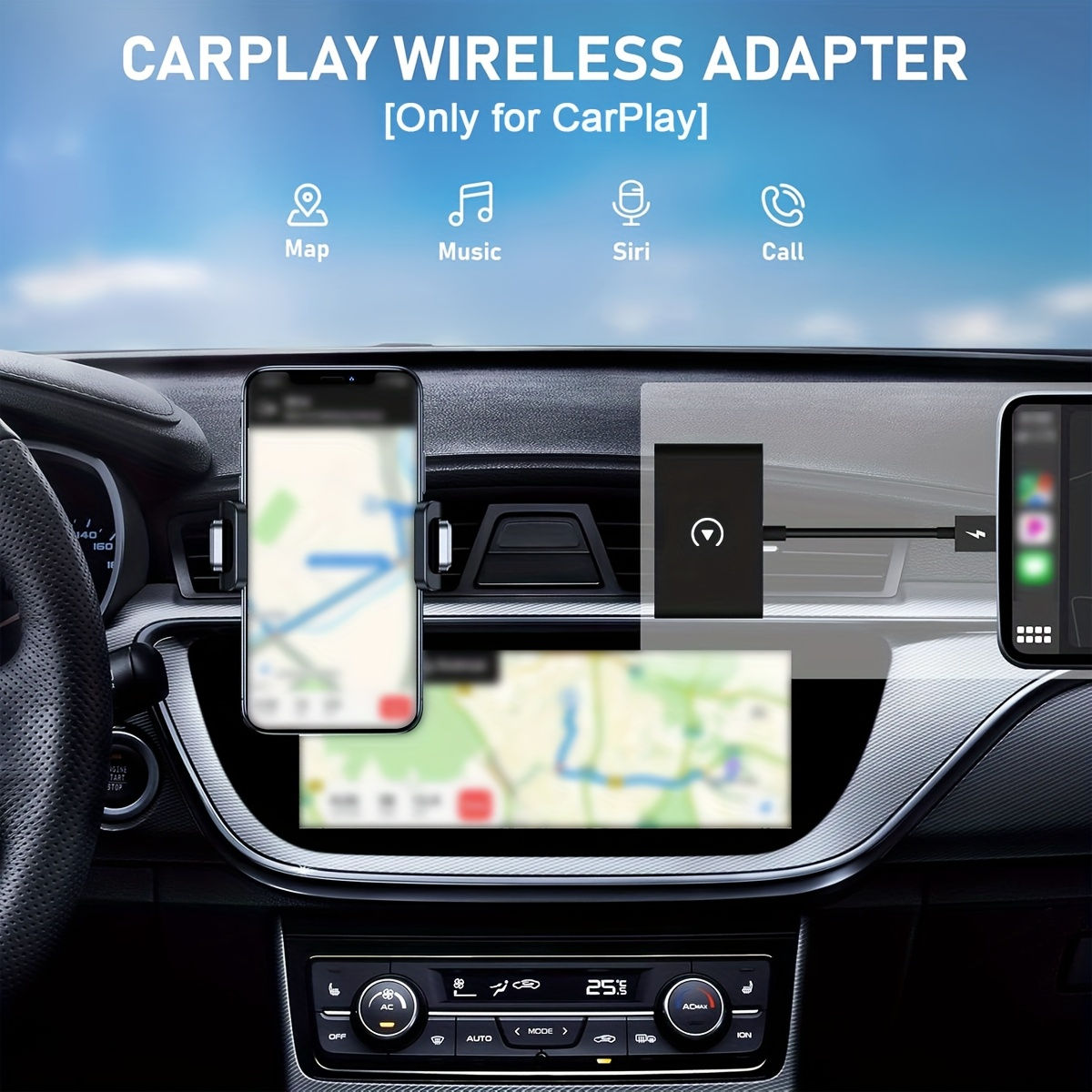 Wireless CarPlay Adapter Wired to Wireless Plug & Play - Wireless 5.0, Auto Conn