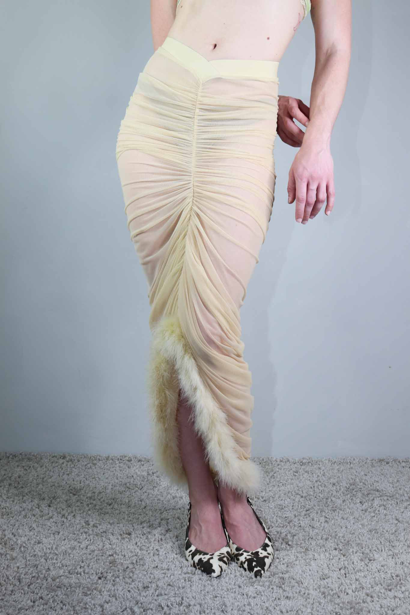 SAMPLE Mesh Skirt w/ feathers
