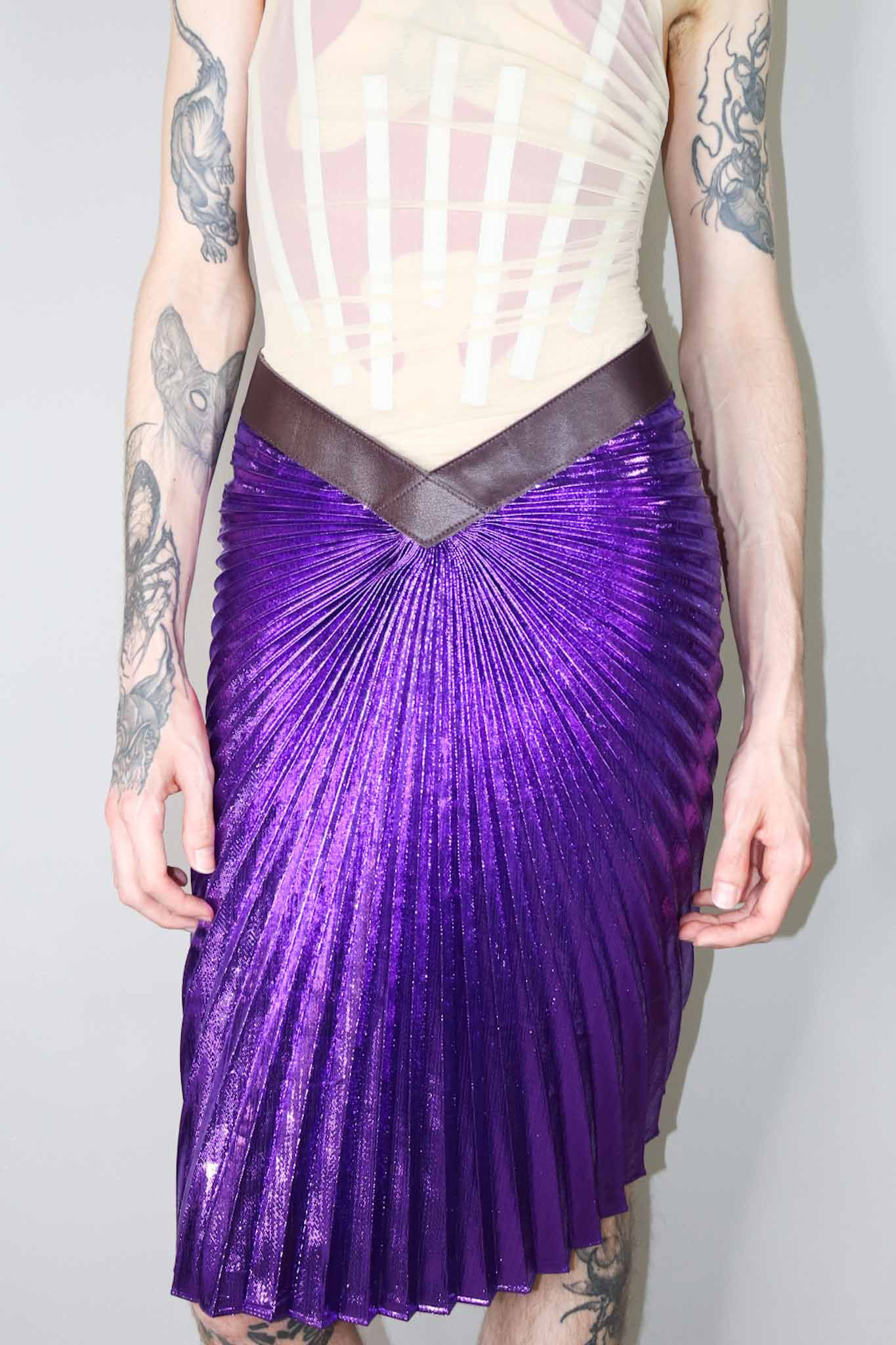 Sun Pleated V-Skirt