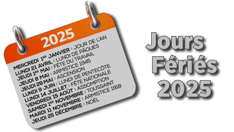 Calendrier jours fériés 2025