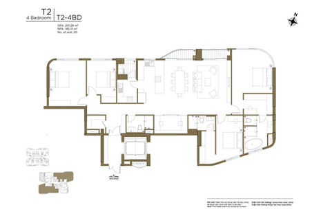 Layout thiet ke can 4PN phong ngu thap T2