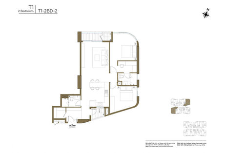 Layout thiet ke can goc 2PN phong ngu thap T1