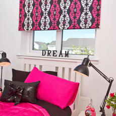 bright pink roller blind