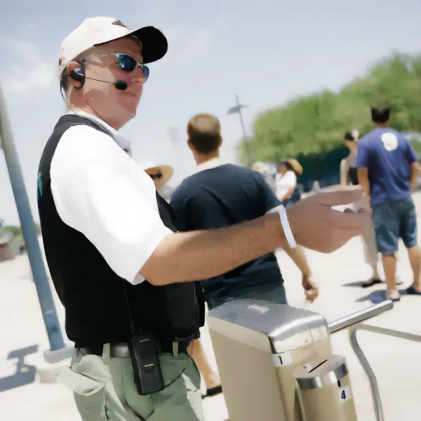 adventure park employee with radio