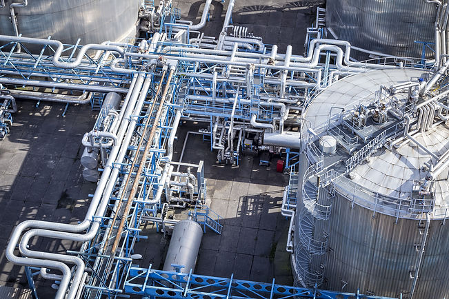 Large pipe network at a processing plant