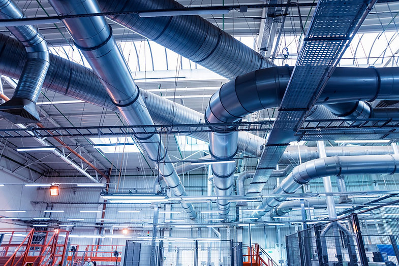 Ceiling ducting for heat exchangers