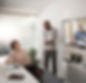 Meeting room with AV screen and virtual meeting