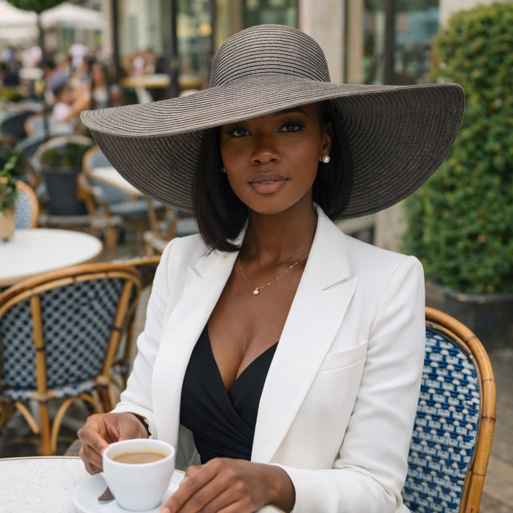 Elegant Black Wide Brim Sun Hat – Women’s Derby & Summer Fashion Hat