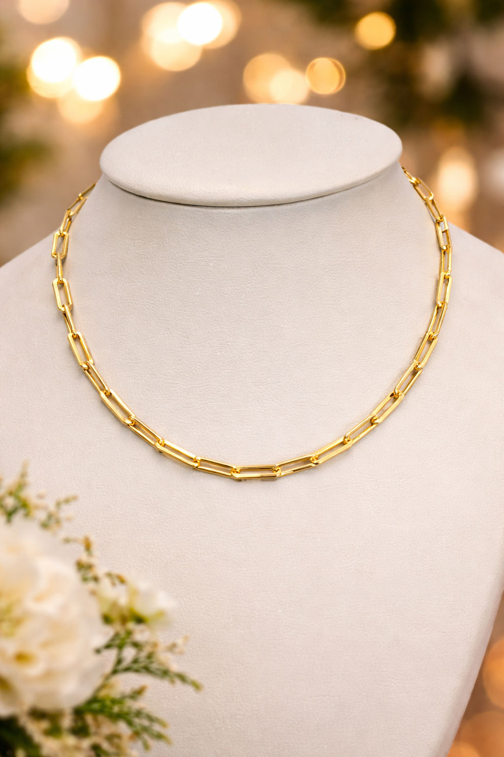 18K Gold Paperclip Chain Necklace – Minimalist Link Jewelry