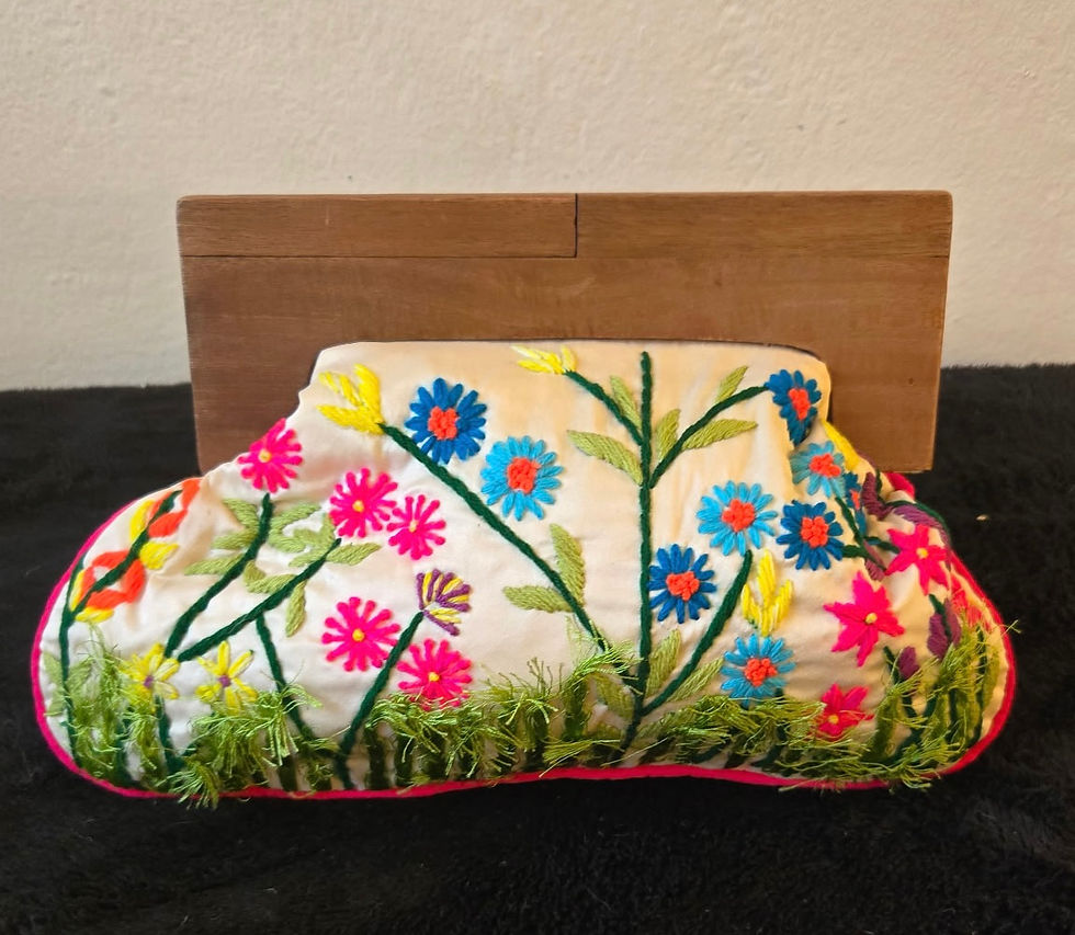 Thumbnail: Handmade Floral Embroidered Clutch – Boho Colorful Evening & Day Bag
