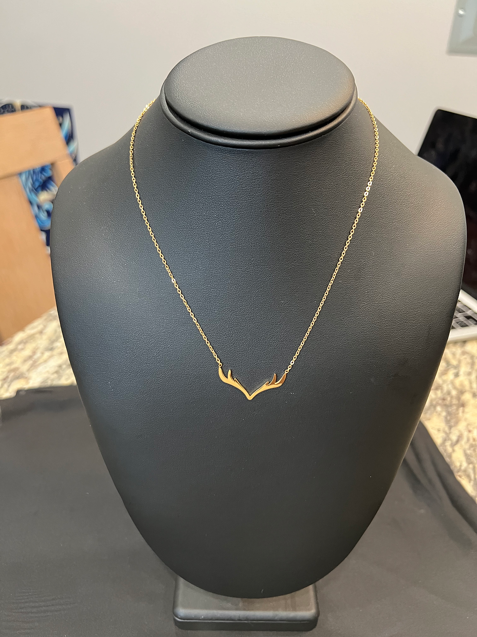 Miniatura: 18” Gold Deer Antler Necklace – Rustic Western Nature Pendant