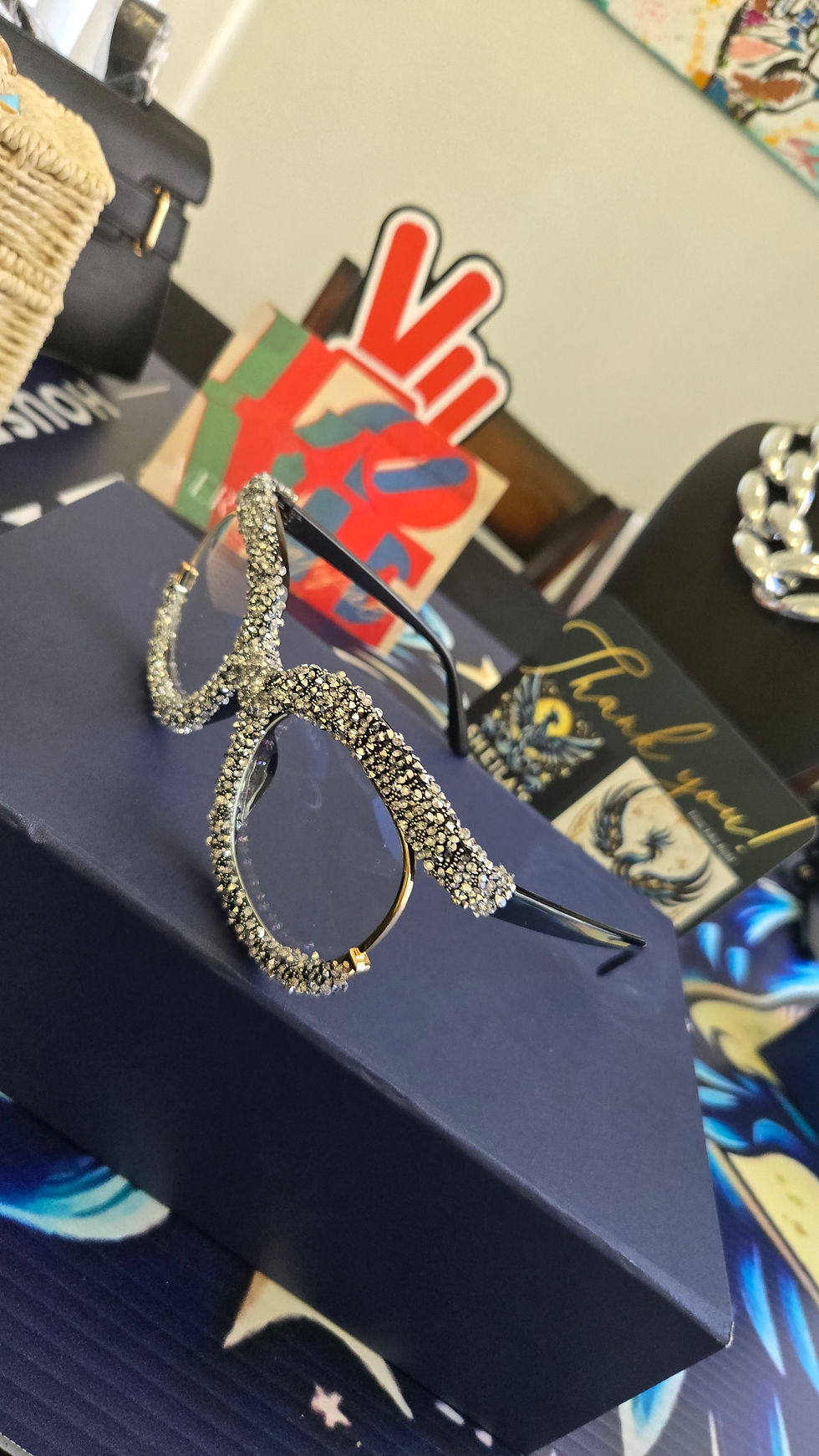 Thumbnail: Women’s Oversized Rhinestone Cat-Eye Glasses – Luxury Crystal Frame Fashion Eyew