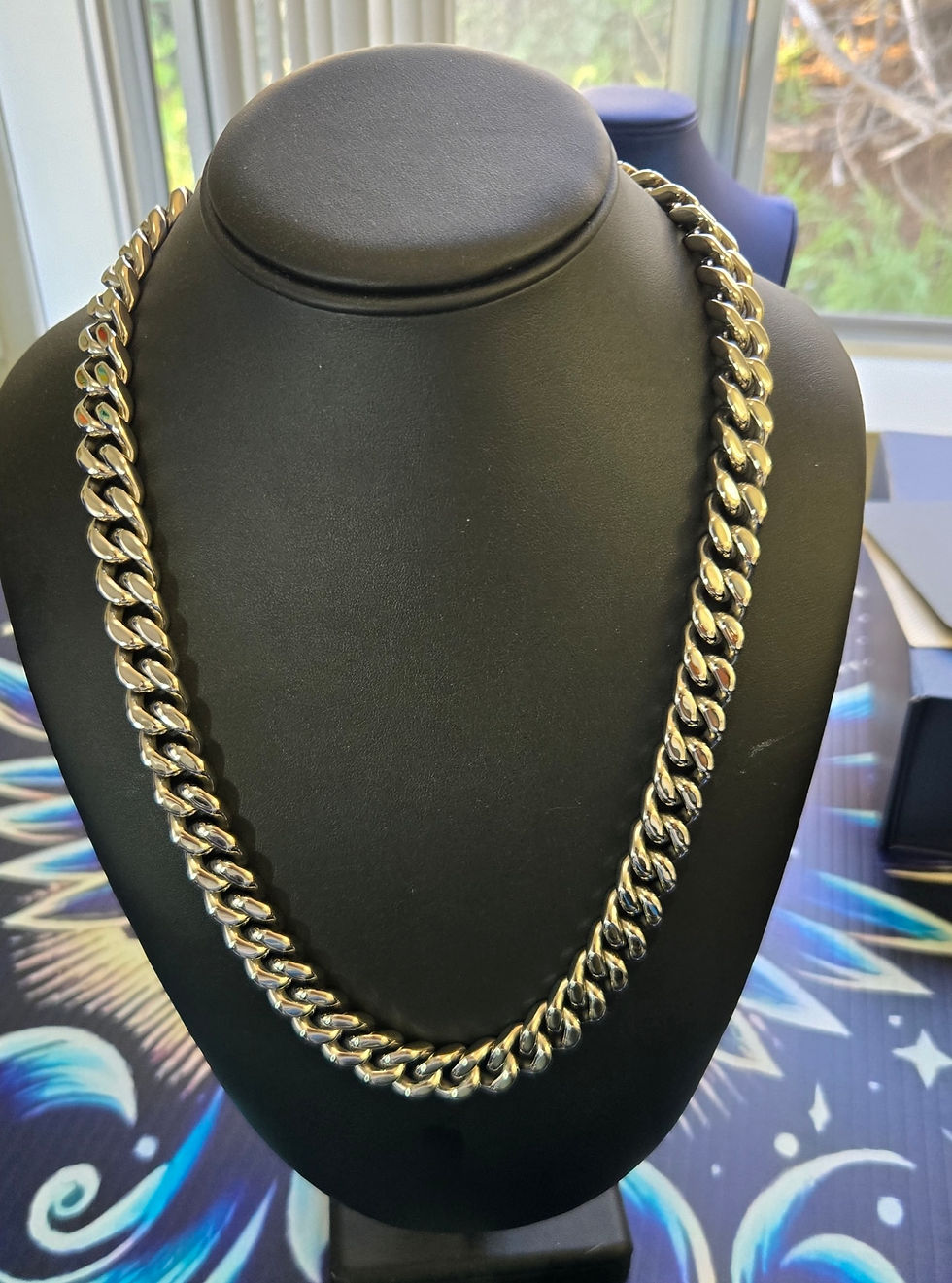 Thumbnail: Black & Silver Cuban Link Set | Titanium Steel Chain & Bracelet