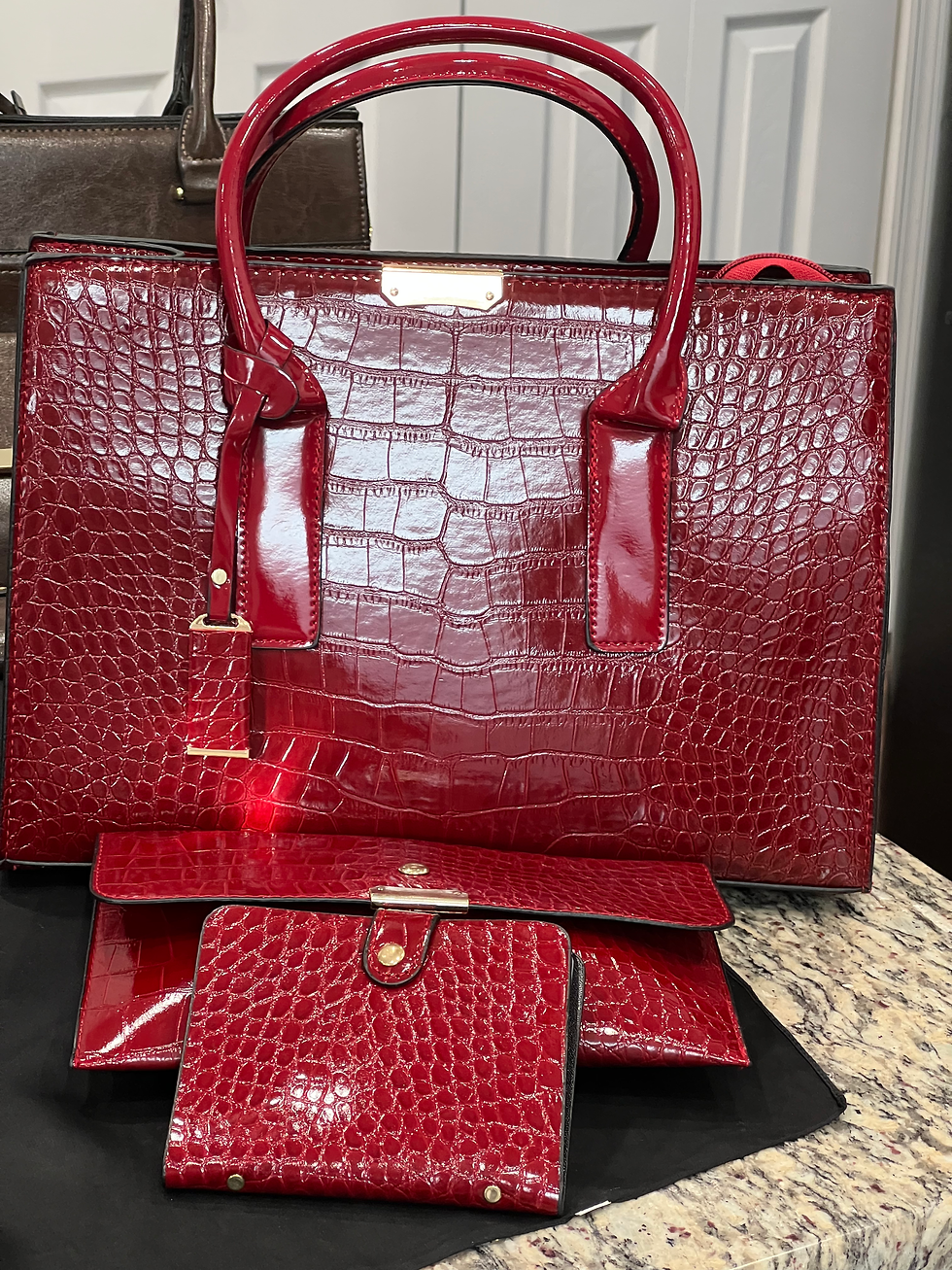 Miniatura: Retro Luxe Croc-Embossed Large Capacity Handbag & Wallet Set